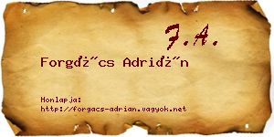 Forgács Adrián névjegykártya